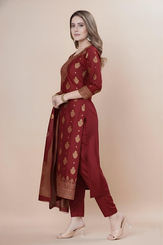 Women's Silk Zari Weaving Kurta Pant Set ClothsVilla