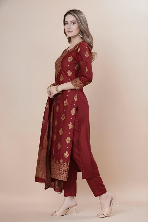 Women's Silk Zari Weaving Kurta Pant Set ClothsVilla