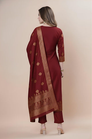 Women's Silk Zari Weaving Kurta Pant Set ClothsVilla