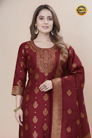 Women's Silk Zari Weaving Kurta Pant Set ClothsVilla