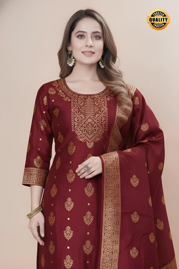 Women's Silk Zari Weaving Kurta Pant Set ClothsVilla