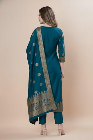 Women's Silk Zari Weaving Kurta Pant Set ClothsVilla