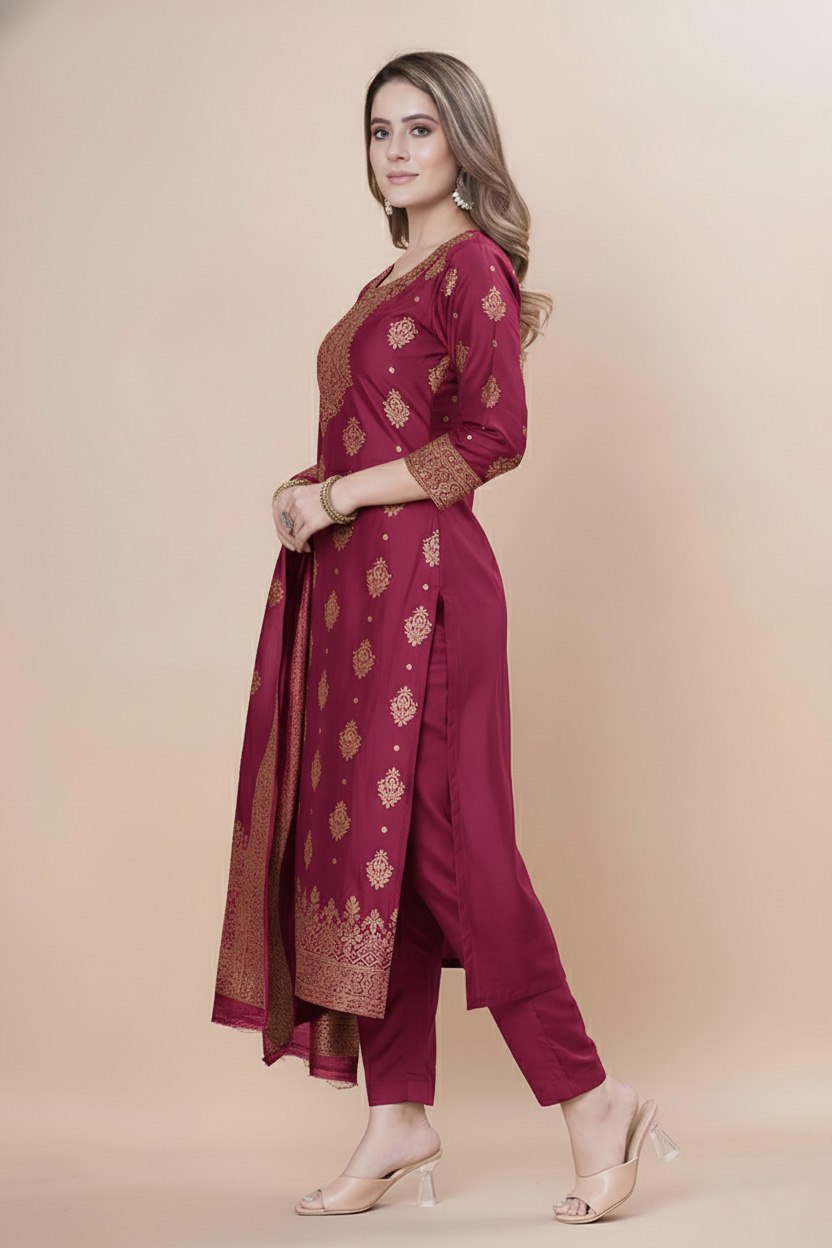 Women's Silk Zari Weaving Kurta Pant Set ClothsVilla