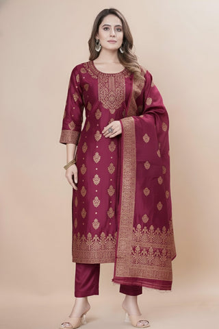 Women's Silk Zari Weaving Kurta Pant Set ClothsVilla