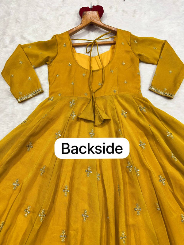 Yellow Anarkali Suit with Heavy Embroidery work ClothsVilla