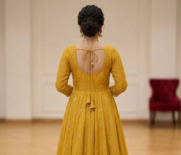 Yellow Anarkali Suit with Heavy Embroidery work ClothsVilla