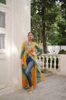 Load image into Gallery viewer, Yellow Bandhani Print Faux Georgette Kurti with Kutchi Patchwork ClothsVilla