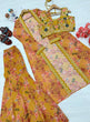 Load image into Gallery viewer, Yellow Bollywood Style Indo-Western Koti, Plazzo &amp; Blouse Set with Floral Digital Print &amp; 5MM Sequins Work ClothsVilla