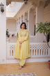 Load image into Gallery viewer, Yellow Chanderi Embroidered Gown Set ClothsVilla