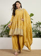 Load image into Gallery viewer, Yellow Chinon Embroidered Kurta Palazzo ClothsVilla