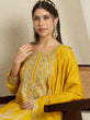 Load image into Gallery viewer, Yellow Chinon Kurta Palazzo Set ClothsVilla