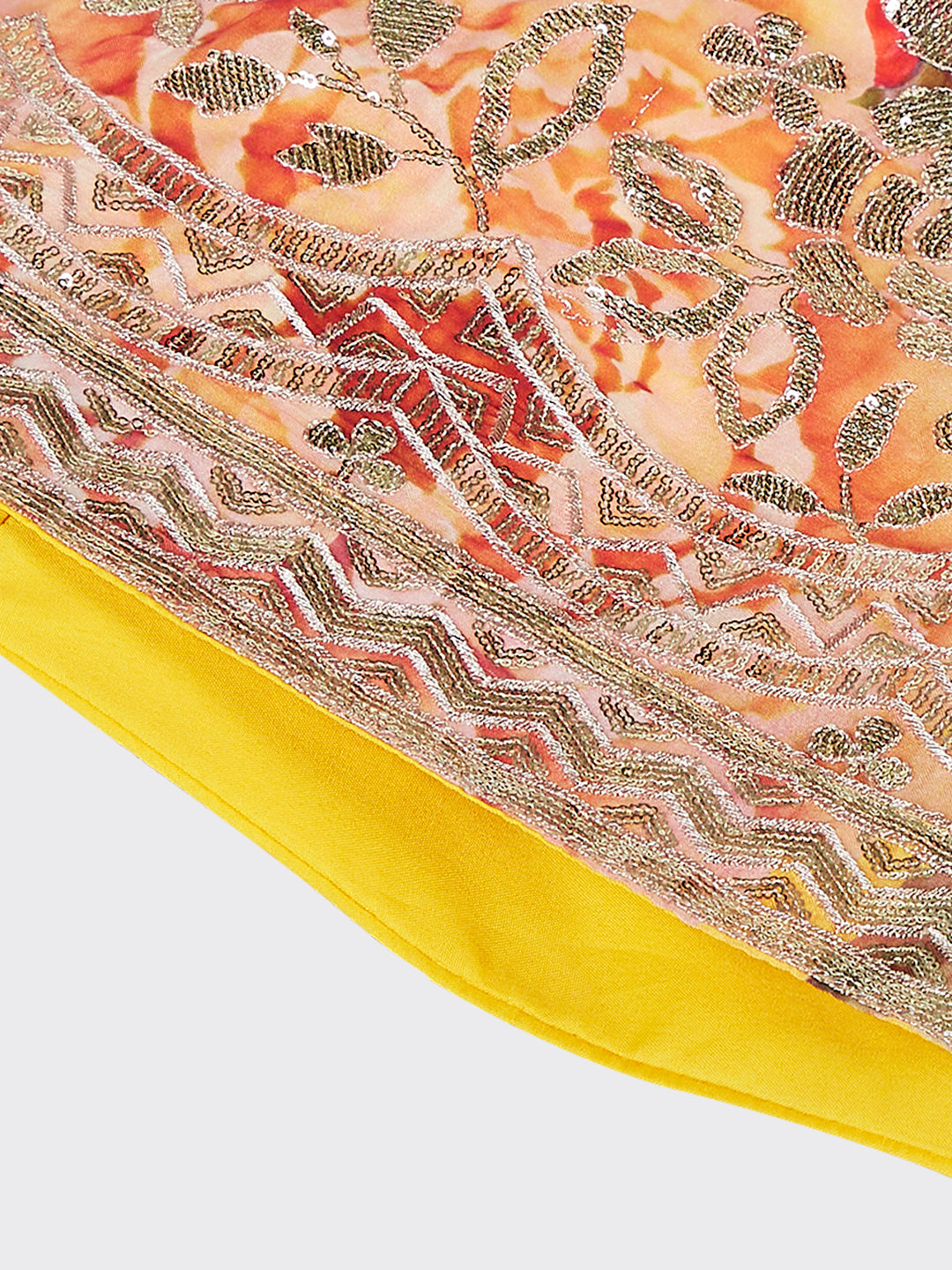 Yellow colour Organza Floral design digital print Semi-Stitched Lehenga choli & Dupatta Clothsvilla