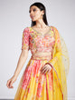 Load image into Gallery viewer, Yellow colour Organza Floral design digital print Semi-Stitched Lehenga choli &amp; Dupatta Clothsvilla