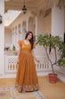 Load image into Gallery viewer, Yellow Crunchy Gown Double Frill Sleeves ClothsVilla
