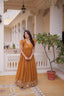 Yellow Crunchy Gown Double Frill Sleeves ClothsVilla