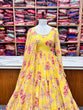 Load image into Gallery viewer, Yellow Designer Floral Print Anarkali Set with Dupatta &amp; Pant Ready-to-Wear Festive &amp; Wedding Outfit