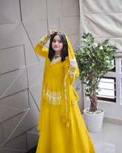 Load image into Gallery viewer, Yellow Designer Party Wear Top with Lehenga &amp; Dupatta Set - Sequin Embroidery and Tassel Accents ClothsVilla