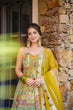 Load image into Gallery viewer, Yellow Designer Pure Jimmy Organza Silk Anarkali Gown with Georgette Dupatta ClothsVilla