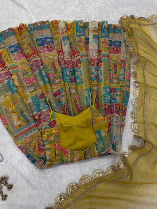 Yellow Designer Pure Jimmy Organza Silk Anarkali Gown with Georgette Dupatta ClothsVilla