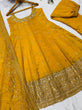Load image into Gallery viewer, Yellow Designer Vichitra Silk Gown Set with Zari-Coding, Sequin Embroidery &amp; Dori Latkan – Premium 3-Piece Stitched Ensemble ClothsVilla