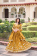 Load image into Gallery viewer, Yellow Designer Vichitra Silk Sequins &amp; Zari Embroidered Lehenga Choli Set with Matching Dupatta – Fully Stitched Festive &amp; Wedding Wear Ensemble ClothsVilla