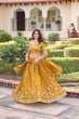 Load image into Gallery viewer, Yellow Designer Vichitra Silk Sequins &amp; Zari Embroidered Lehenga Choli Set with Matching Dupatta – Fully Stitched Festive &amp; Wedding Wear Ensemble ClothsVilla