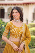 Load image into Gallery viewer, Yellow Designer Vichitra Silk Sequins &amp; Zari Embroidered Lehenga Choli Set with Matching Dupatta – Fully Stitched Festive &amp; Wedding Wear Ensemble ClothsVilla