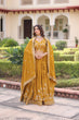 Load image into Gallery viewer, Yellow Designer Vichitra Silk Sequins &amp; Zari Embroidered Lehenga Choli Set with Matching Dupatta – Fully Stitched Festive &amp; Wedding Wear Ensemble ClothsVilla