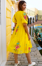 Load image into Gallery viewer, Yellow Digital Print Kota Checks Kurti with Full Flair ClothsVilla