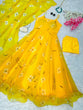 Load image into Gallery viewer, Yellow Digital Printed Georgette Silk Anarkali Suit Set with Butter Silk Pant &amp; Kodi Lace Dupatta ClothsVilla
