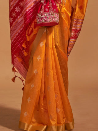Yellow Elegant Banarasi Blended Silk Saree with Intricate Timeless Design – Ideal for Grand Occasions ClothsVilla