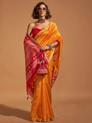 Yellow Elegant Banarasi Blended Silk Saree with Intricate Timeless Design – Ideal for Grand Occasions ClothsVilla
