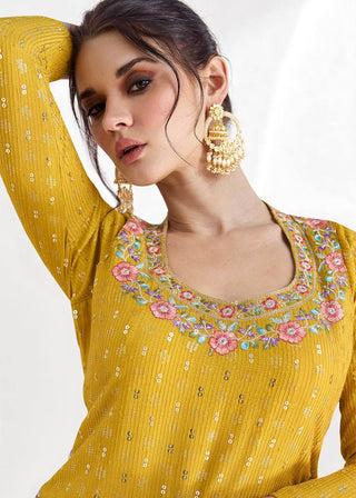 Yellow Elegant Chinon Embroidered Lehenga Set with Dupatta Clothsvilla