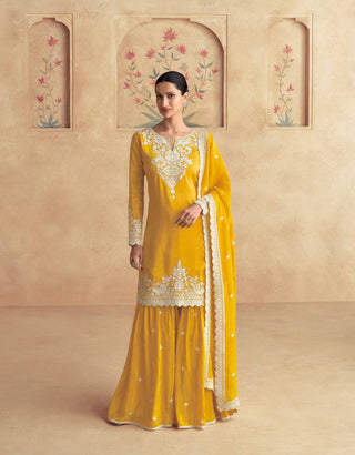 Yellow Elegant Chinon Embroidered Suit Set with Dupatta ClothsVilla
