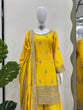 Load image into Gallery viewer, Yellow Elegant Chinon Silk Ensemble – Top, Plazo &amp; Dupatta ClothsVilla