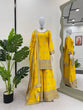 Load image into Gallery viewer, Yellow Elegant Chinon Silk Ensemble – Top, Plazo &amp; Dupatta ClothsVilla