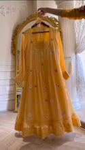 Load image into Gallery viewer, Yellow Elegant Designer Party Wear Gown Set with Palazzo &amp; Dupatta Clothsvilla