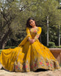 Load image into Gallery viewer, Yellow Elegant Faux Georgette Embroidered Lehenga Choli Set with Dupatta Thread, Sequin &amp; Coding Dori Work Full-Stitched with Cancan Flair ClothsVilla
