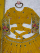 Load image into Gallery viewer, Yellow Elegant Faux Georgette Embroidered Lehenga Choli Set with Dupatta Thread, Sequin &amp; Coding Dori Work Full-Stitched with Cancan Flair ClothsVilla