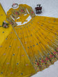 Load image into Gallery viewer, Yellow Elegant Faux Georgette Embroidered Lehenga Choli Set with Dupatta Thread, Sequin &amp; Coding Dori Work Full-Stitched with Cancan Flair ClothsVilla