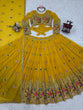 Load image into Gallery viewer, Yellow Elegant Faux Georgette Embroidered Lehenga Choli Set with Dupatta Thread, Sequin &amp; Coding Dori Work Full-Stitched with Cancan Flair ClothsVilla