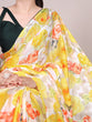 Load image into Gallery viewer, Yellow Elegant Floral Printed Dull Satin Saree with Moonga Silk Blouse ClothsVilla
