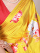 Load image into Gallery viewer, Yellow Elegant Floral Printed Satin Silk Saree with Mono Benglory Blouse Piece ClothsVilla