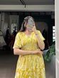 Load image into Gallery viewer, Yellow Elegant Georgette Printed Frock with  Flair &amp; Micro Crepe Lining ClothsVilla
