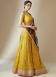Load image into Gallery viewer, Yellow Elegant Georgette Semi-Stitched Lehenga with Zari &amp; Sequins Embroidery, Organza Printed Dupatta, and Unstitched Blouse ClothsVilla