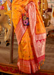 Load image into Gallery viewer, Yellow Elegant Handloom Banarasi Silk Blend Saree with Woven Work &amp; Blouse Piece ClothsVilla