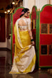 Load image into Gallery viewer, Yellow Elegant Jacquard Chex Saree with Zari Weaving Work – Includes Matching Blouse Piece Clothsvilla