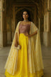 Load image into Gallery viewer, Yellow Elegant Kasturi Slub Silk Lehenga Set with Georgette Shibori Koti – Foil Mirror &amp; Thread Work, Unstitched Blouse ClothsVilla