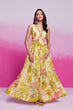 Load image into Gallery viewer, Yellow Elegant Printed Organza Gown with Handwork Detailing Ready To Wear ClothsVilla