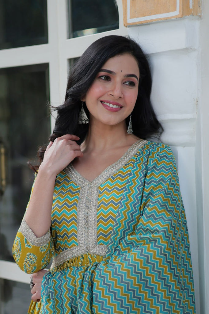 Yellow Elegant Pure Cotton 3-Piece Suit Set for Women Comfortable Fit ClothsVilla